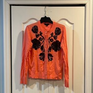 J. Crew Coral Sequin Embellished Cardigan